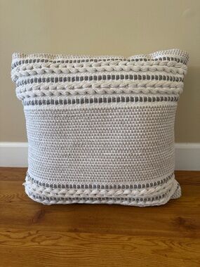 DKNY Cream and Black Logo Accent Pillow